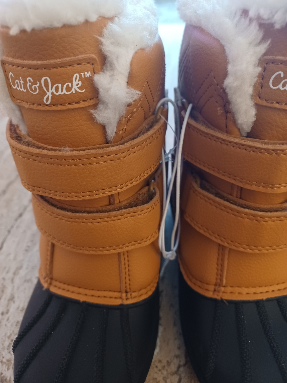 Cat & Jack Tan and Black Faux-Shearling Winter Boots